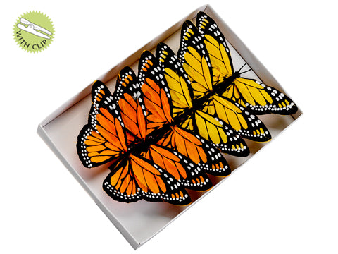 1"Hx6.5"Wx10"L Butterfly with Clip Assortment (6 ea/acetate box) Yellow Orange (pack of 6)