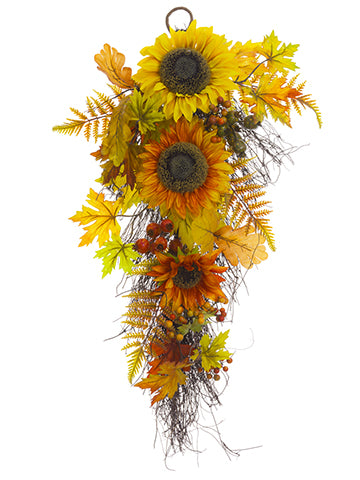 28" Sunflower/Berry/Fern /Maple Door Swag Yellow Gold (pack of 2)
