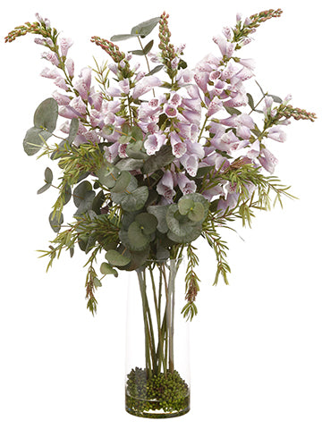 38" Foxglove/Eucalyptus in Glass Vase Lavender Green (pack of 1)