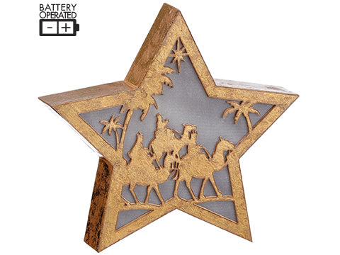 10" Battery Operated Star Table Top with Light Gold (pack of 6)