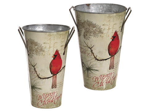 5"D-6.5"D Cardinal Tin Bucket (2 ea./set) w/Re-Shippable Inner Box Red Cream (pack of 1)
