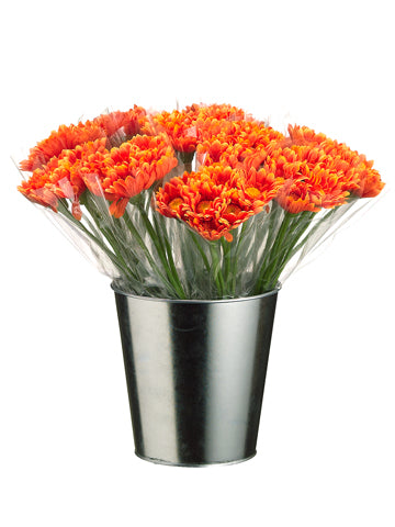 15" Gerbera Daisy Bundle in Tin Bucket (12 ea./1 Style 1 Color) Orange (pack of 12)