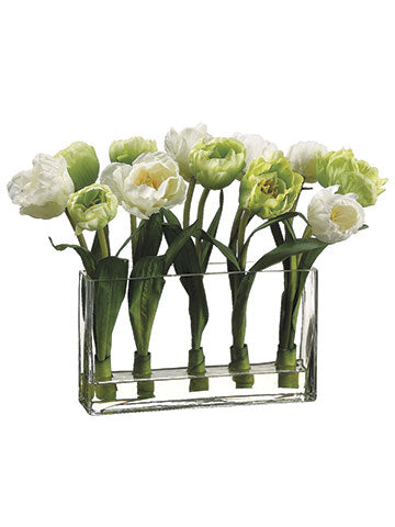 13" Tulip in Glass Vase in Re-Shippable Box White (pack of 1)