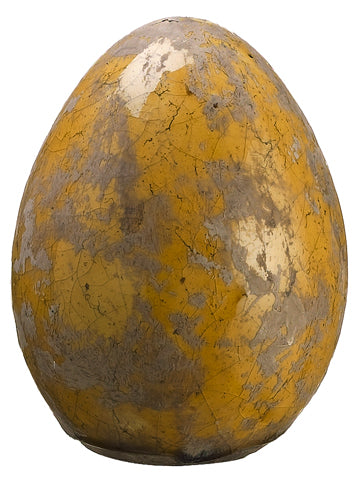 5"Hx3.75"D Terra Cotta Egg  Antique Yellow (pack of 6)