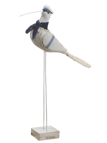 19" Canvas Sea Gull on Wood Stand White Blue (pack of 3)