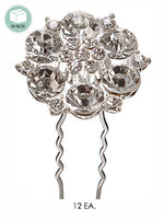 2.5" Rhinestone Bouquet Pick (12 ea./Acetate Box ) Silver (pack of 6)