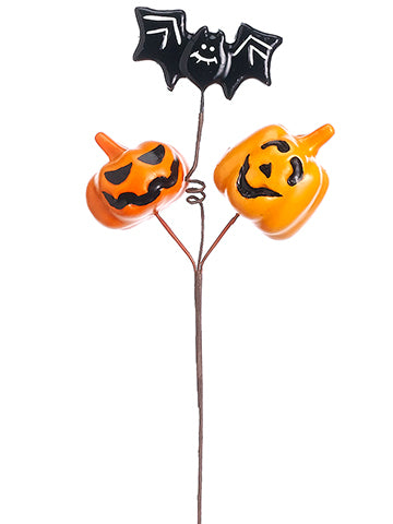 17" Jack-O-Lantern/Bat Spray  Orange Black (pack of 12)