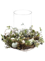 9.5"Hx12"D Bird's Nest/Egg Centerpiece With Glass Mixed (pack of 2)