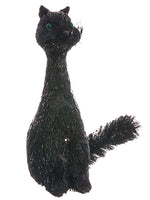 9.25"Hx5.5"W Glittered Sisal Cat Black Glittered (pack of 6)