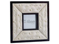 4"Wx4"L Linen w/Pearl Picture Frame Cream (pack of 2)