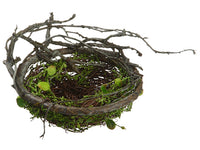 6" Bird's Nest with Mini Leaf  Green Brown (pack of 12)