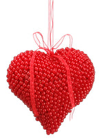 4" Pearl Heart  Red (pack of 12)