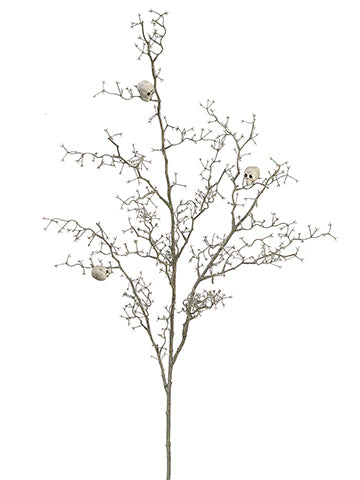 42" Glittered Skull Twig Branch Grey (pack of 12)