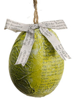 3.5" Easter Egg Ornament  Green (pack of 12)