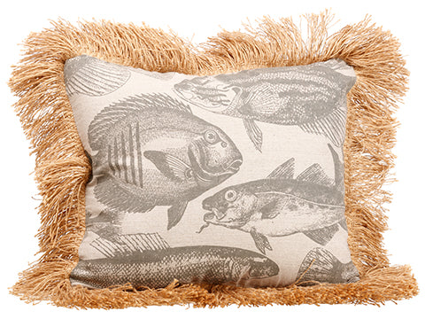 15"Wx19"L Fish Pillow  Beige (pack of 3)