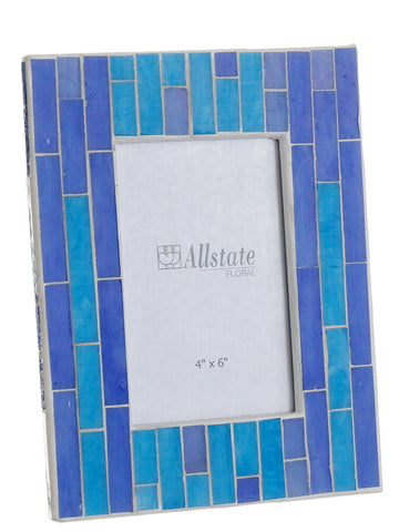 6.5"Wx8.5"L Wood Look Mosaic Picture Frame (4"x6") Blue (pack of 3)