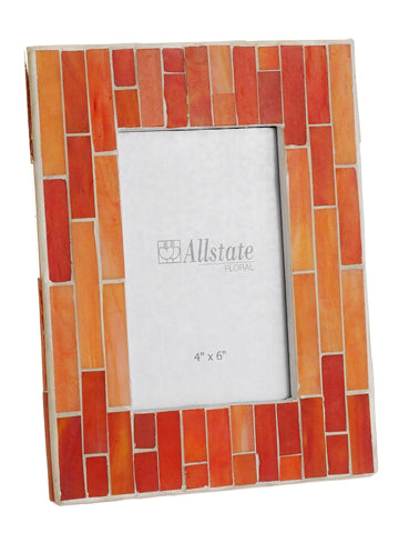 6.5"Wx8.5"L Wood Look Mosaic Picture Frame (4"x6") Orange (pack of 3)