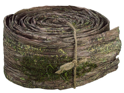 3"Wx4.9YD Paper Bark Ribbon  Green (pack of 6)