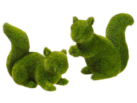 5"H-5.5"H Moss Covered Squirrels (2 ea/set) Green (pack of 2)