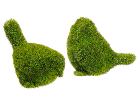 3.75"H-4"H Moss Covered Birds (2 ea/set) Green (pack of 2)