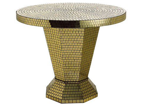 35.5"Dx29.25"H Mirror Round Table Gold (pack of 1)