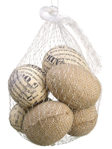 8.5"Wx13.5"L Assorted Burlap Egg x6 in Bag Brown (pack of 12)