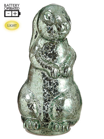 8" Glass Bunny w/Light (battery Operated) Aqua (pack of 1)