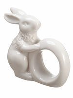 3.5" Ceramic Bunny Napkin Ring White (pack of 4)