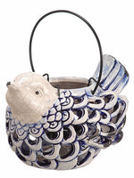 4.5" Ceramic Bird Hanging Candleholder Cream Blue (pack of 6)