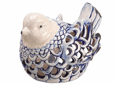 5.5" Ceramic Bird Candleholder Cream Blue (pack of 4)
