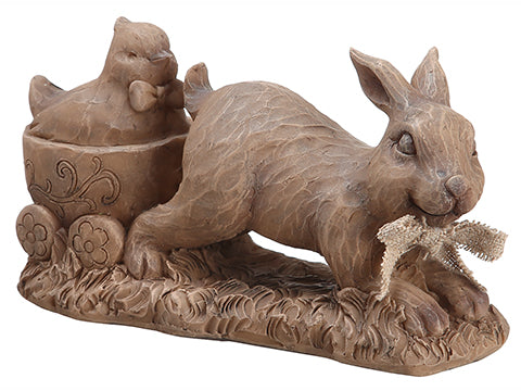 3.5"Hx2.75"Wx7"L Bunny w/Chick Brown (pack of 8)