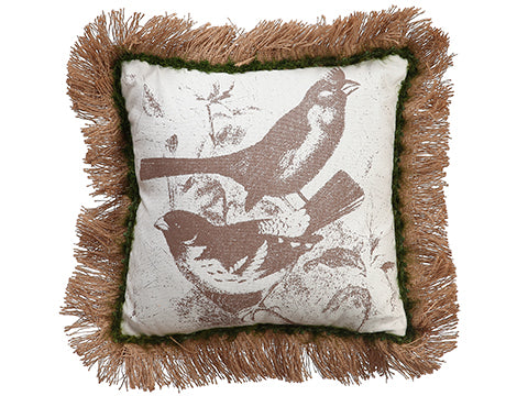 15'Wx15"L Bird Pillow  Brown White (pack of 3)