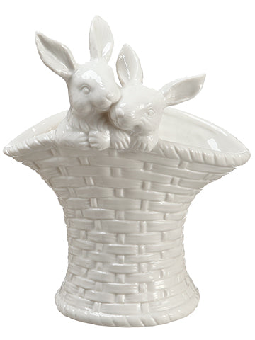9" Porcelain Bunny Planter  White (pack of 2)