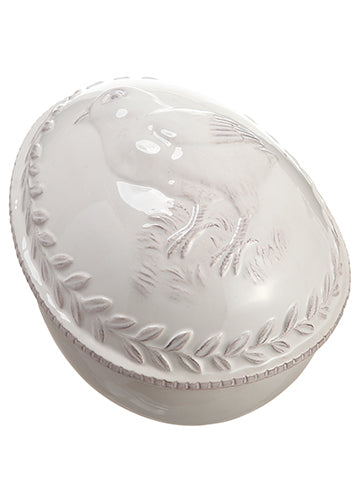 5"Hx7"L Ceramic Egg Box with Chick Cream (pack of 6)
