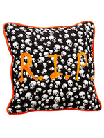 16"Wx16"L Rest in Peace Halloween Pillow Black Orange (pack of 3)