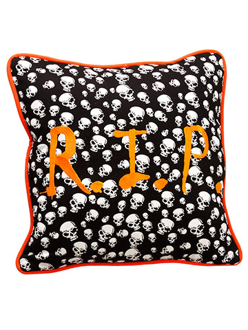 16"Wx16"L Rest in Peace Halloween Pillow Black Orange (pack of 3)