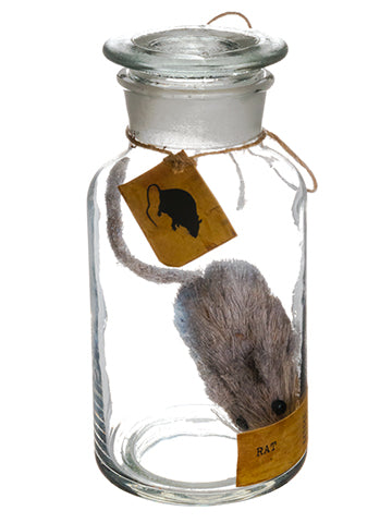6.25"Hx3.25" Glass Bottle w/Mouse Clear Gray (pack of 8)