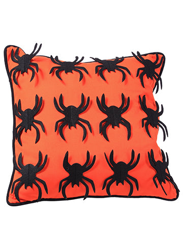 16"Wx16"L Spider Canvas/Felt Pillow Orange Black (pack of 3)