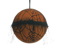 6" Spider Web Linen Ball Ornament Black Orange (pack of 6)
