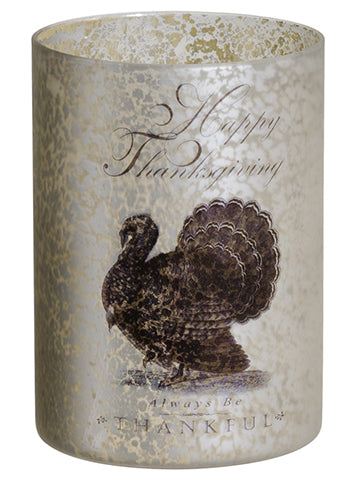 4"Hx3"D Turkey Glass Candleholder Antique Silver (pack of 6)