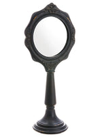 15" Polyresin Table Mirror  Antique Brown (pack of 4)