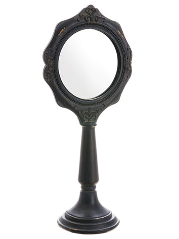 15" Polyresin Table Mirror  Antique Brown (pack of 4)
