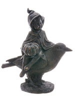 11" Polyresin Girl on Bird  Antique Brown (pack of 4)
