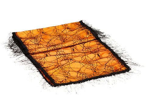 14"Wx72"L Spider Web Linen Table Runner Black Orange (pack of 6)
