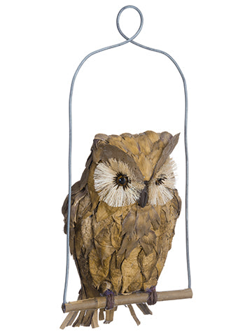 19.5"Hx8"L Owl on Swing  Brown (pack of 4)