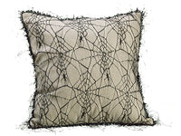 16"Wx16"L Spider Web Linen Pillow Black Beige (pack of 6)
