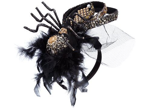 7.5" Jewel Spider Headband  Black Gold (pack of 4)