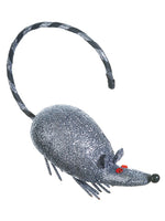 6"Hx3"Wx6"L Glittered Mouse  Gray Black (pack of 12)