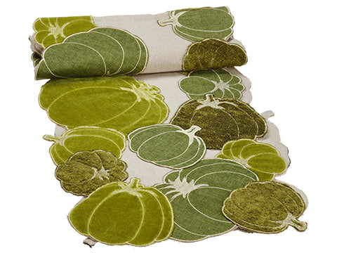 14"Wx72"L Pumpkin Table Runner Green Cream (pack of 4)