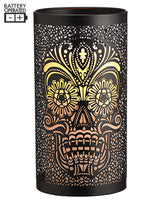 9.25" Battery Operated Skull Faux Candle With Light Black (pack of 2)